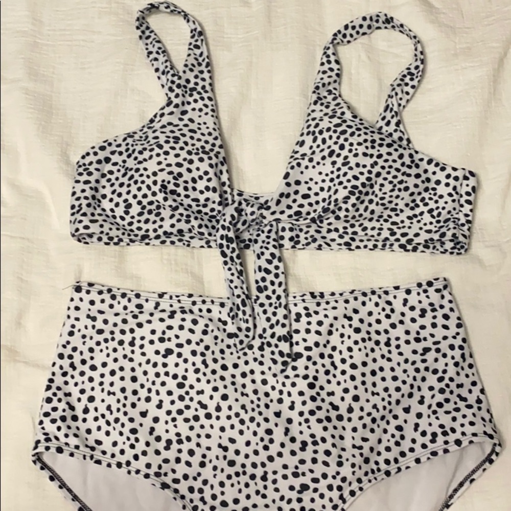 Shein Plus Bikini High Waist Dalmatian Print